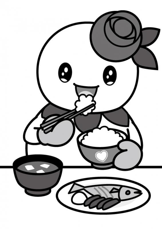イラスト：しろっぴーお食事・単色陰影なし39