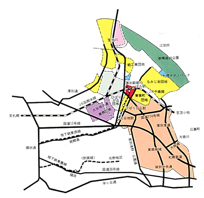 札幌市東部地域開発基本計画対象地域図