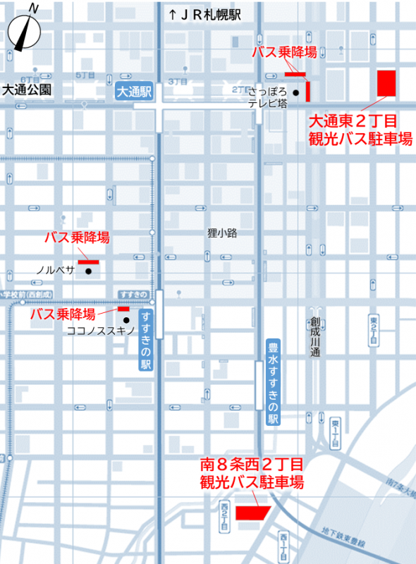 観光バス駐車場・乗降場位置図