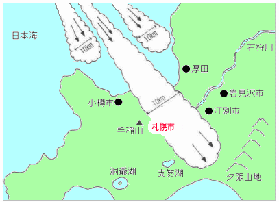 雪雲が札幌にはいってくると雪が降るよ