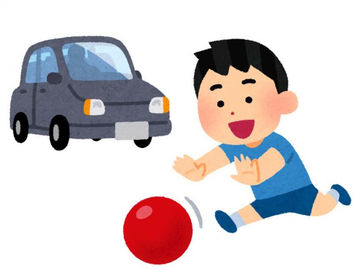 危険なボール遊びをしている子どものイラスト