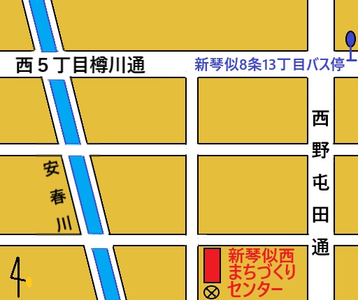 新琴似西まちづくりセンター地図、北区新琴似7条14丁目1番17号