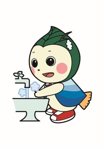 ぽっぴぃが手を洗うイラスト