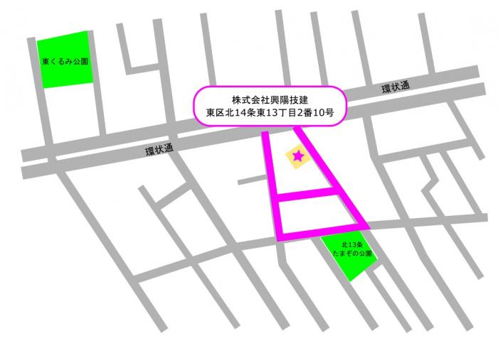株式会社興陽技建の活動区域図