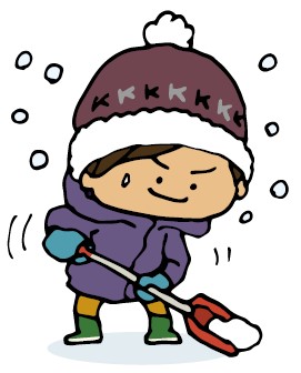 イラスト:雪かきをするきらりくん