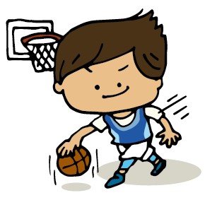 イラスト:バスケットボールをするきらりくん