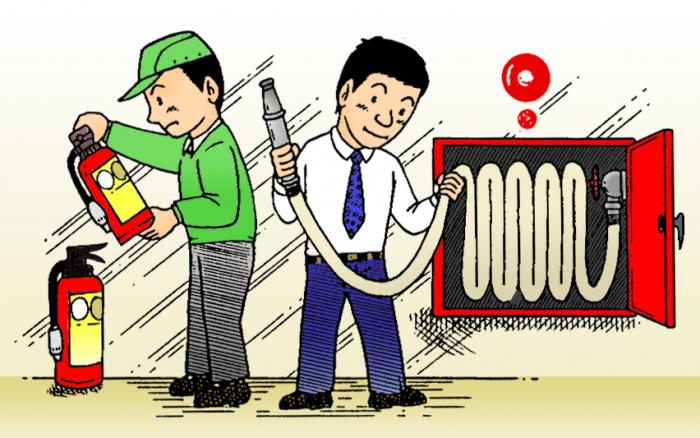 消防用設備等の自主点検をしている画像
