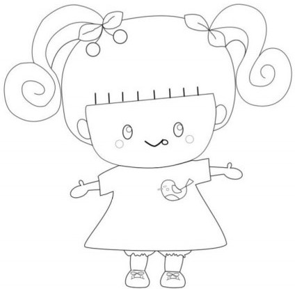 ぬり絵画像：さくらんぼちゃんオリジナル