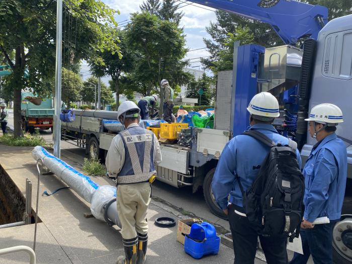 配水管敷設工事現場視察