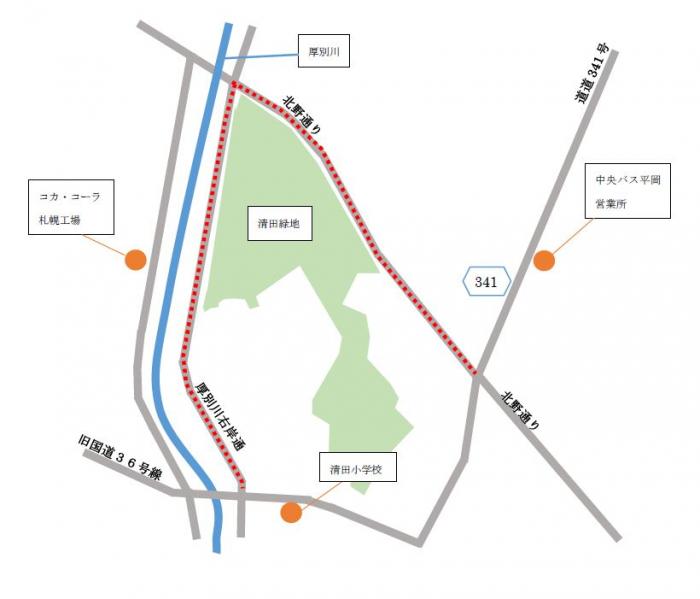 第一生命保険株式会社　道央支社　清田営業オフィスの清掃活動範囲の地図