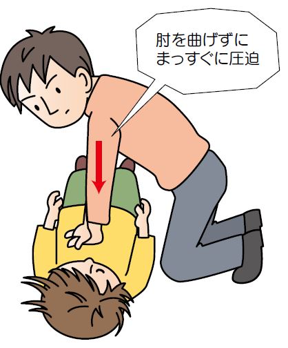肘を曲げずにまっすぐ押している図