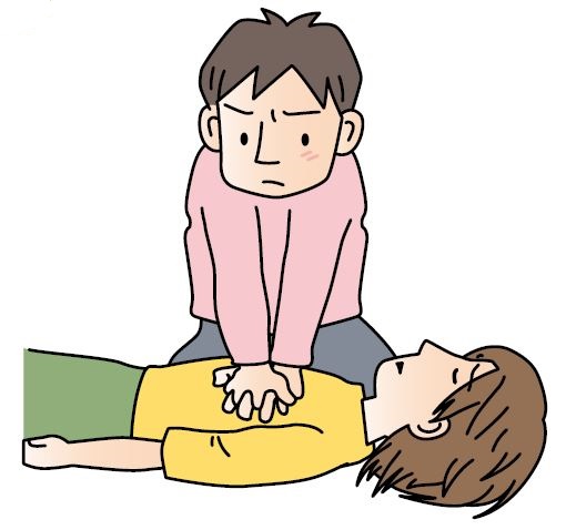 胸骨圧迫している人を正面からみた図