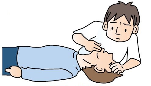 傷病者の気道確保をしている図
