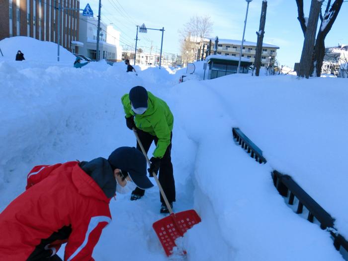 路肩に雪を寄せている様子1