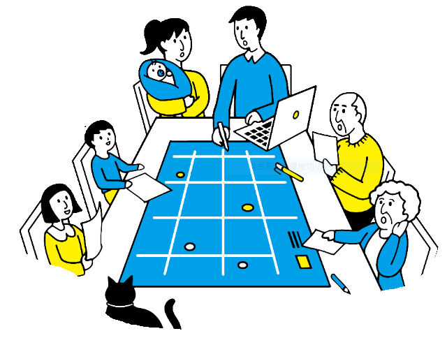 家族会議をしている様子