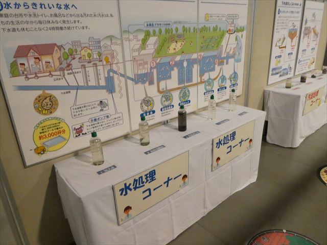 微生物の観察、処理水の実物展示の様子3