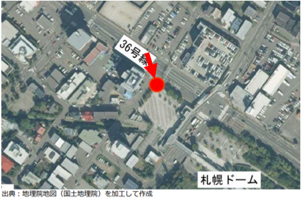 札幌ドーム(ドーム前広場付近)マンホールの設置場所の地図
