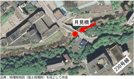 定山渓温泉マンホールの設置場所の地図
