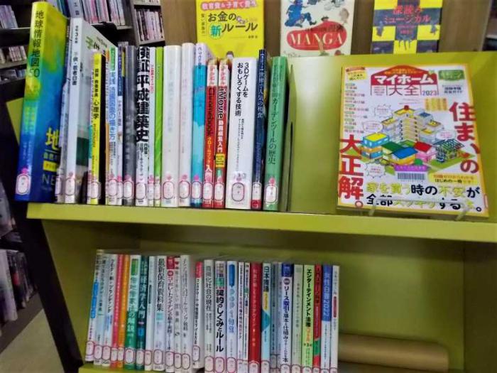 展示本の写真です。一部の本は表紙が見えるように展示しています。