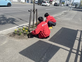 西岡郵便局植花1