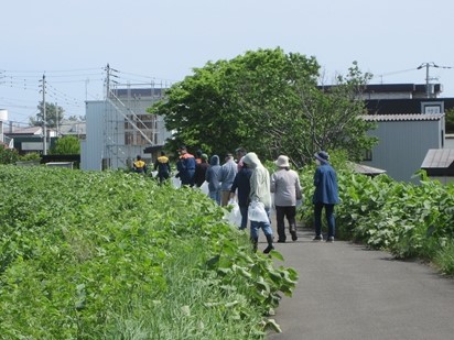 清掃に向かう参加者