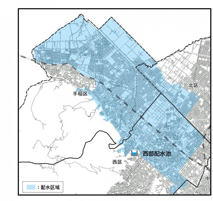 受水した水道水の配水区域図