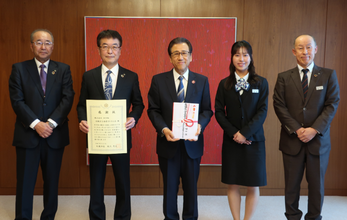 株式会社田中組役職員交通遺児を守る会様からの寄付感謝状贈呈式