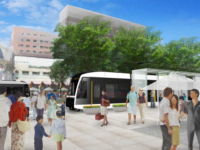 札幌市路面電車新型車両走行イメージ