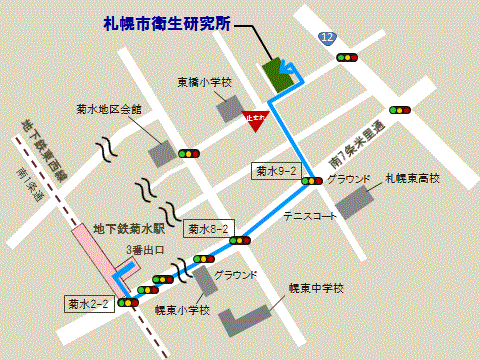 地下鉄菊水駅からの地図