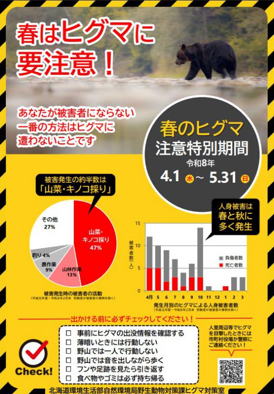 春のヒグマ注意
