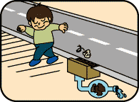 道路の溝やますにごみや油を捨てない