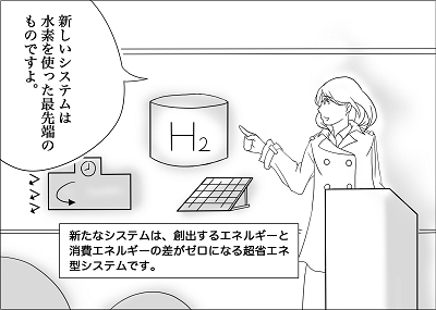 再生可能エネルギーと水素を融合して利用するライフスタイルのイメージ